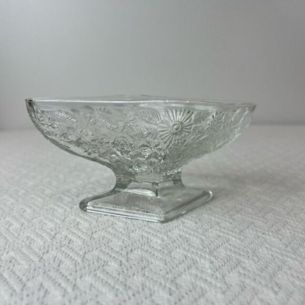Vintage 1932-37 (Rare) Indiana Glass “Pineapple & Floral” Pedestal Candy Dish